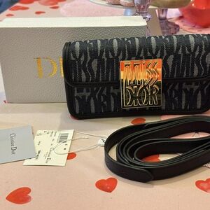 Miss D Black and Gray Clutch with Gold Accent